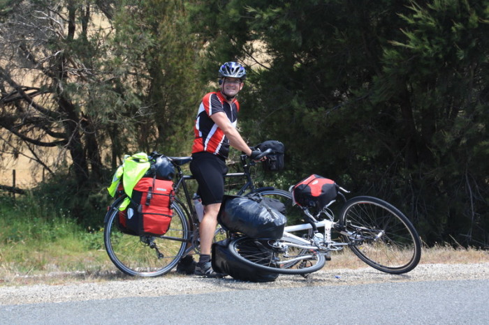 Tasmania - David and our bikes :)