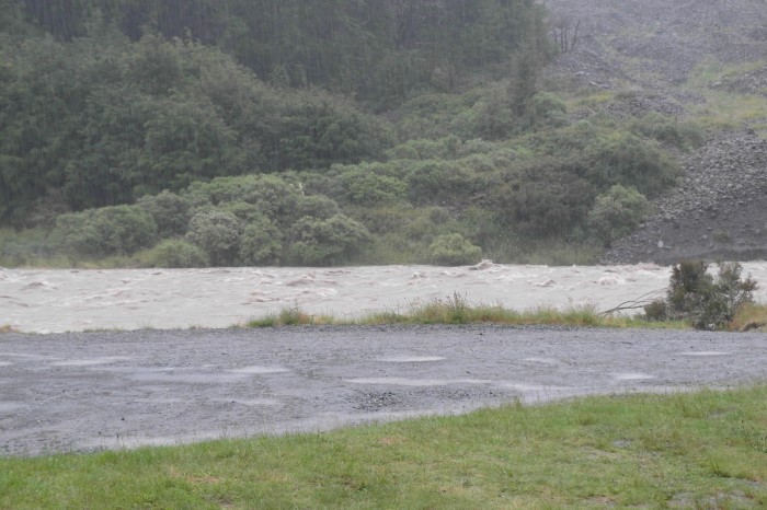 NZ 1 - Camping at Marble Hill DOC Campsite when the river flooded