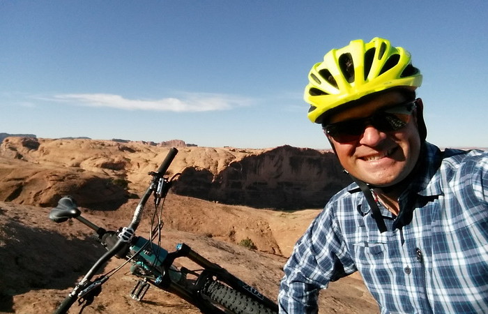 USA Road Trip - David riding Slickrock, Moab
