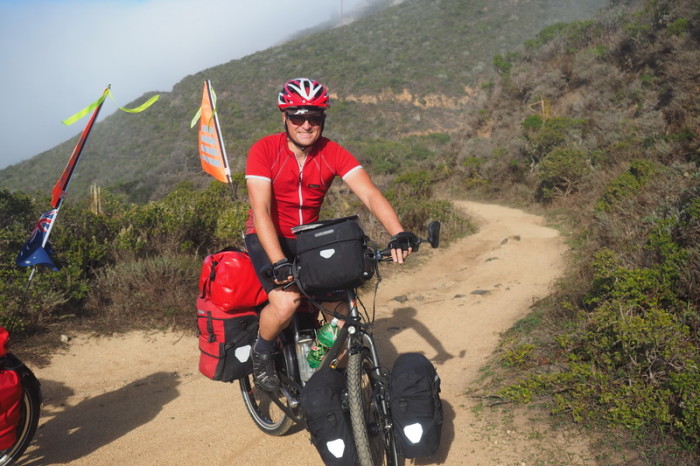 SF to LA - David cycling the Old Pedro Mountain Trail