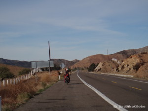 Jo on the road to the Guadalupe Valley, Baja California