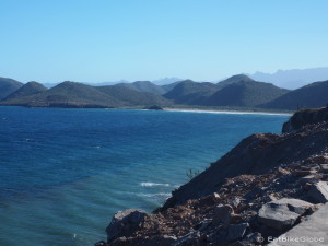 View of Juncalito beach near Loreto where we wild camped for the night