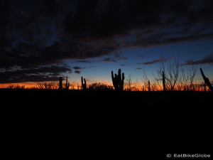 Sunset from our wild campsite near El Cien
