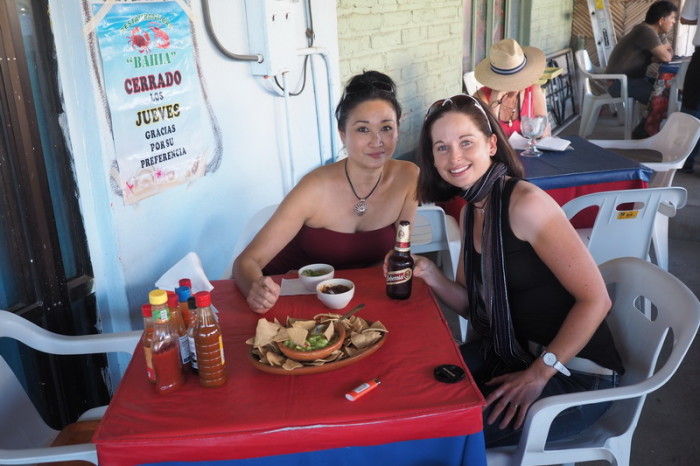 Baja California - Aiko and Jo enjoying some fish tacos, Todos Santos