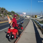David cycling into Ensenada