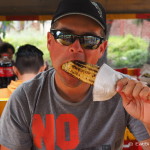 Enjoying some freshly roasted sweetcorn! — in Xochimilco