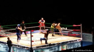 Cheering on the masked wrestlers at the Lucha Libre!