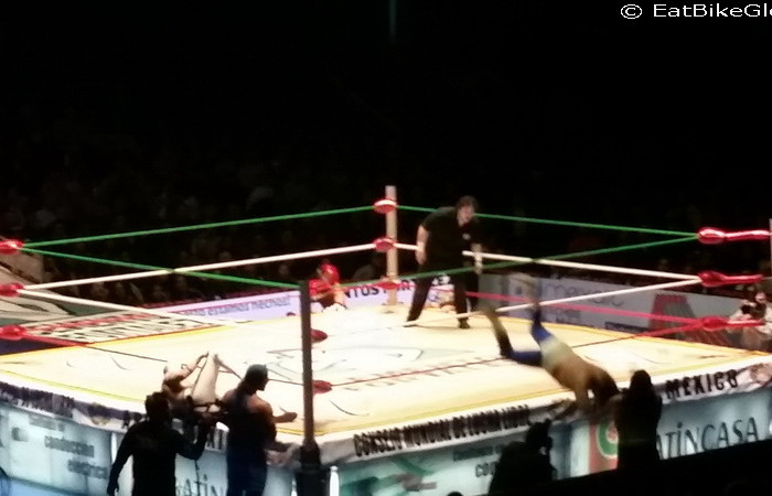 Mexico City 5 - The wrestlers were constantly diving out of the ring!
