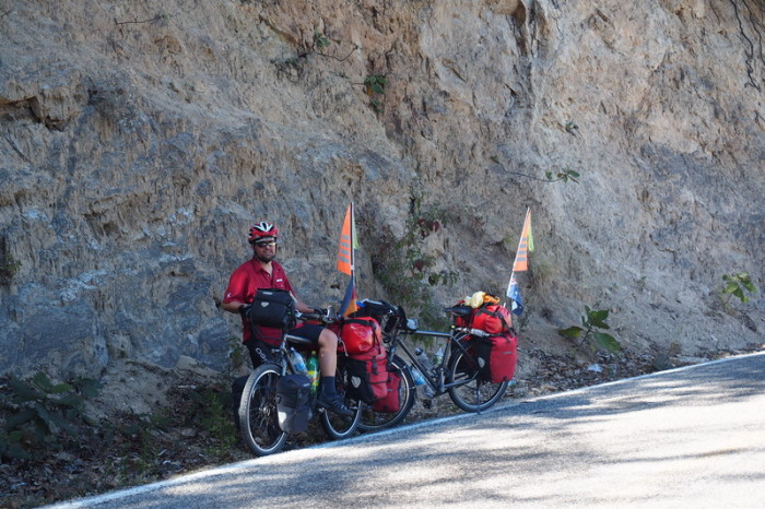 Oaxaca to PA - David having a pit stop to wait for me on the big climb to San Jose del Pacifico