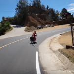 Jo enjoying the downhill on the way to Puerto Angel