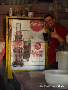"Its happy time!" with rum and cokes in Sarteneja, Belize