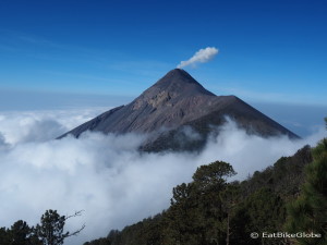 Stunning Volcano de Fuego enveloped  by clouds