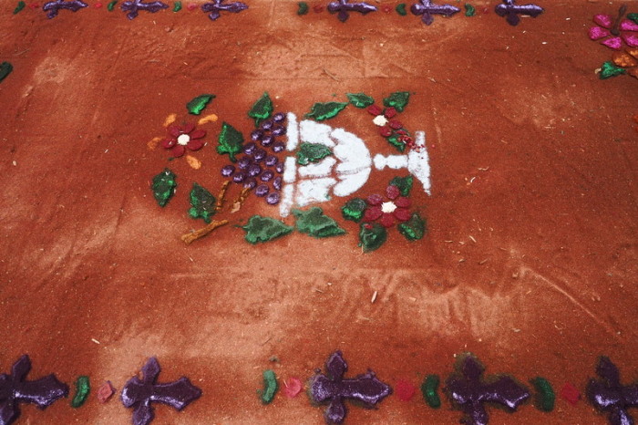 Guatemala - Beautiful sawdust carpets for Semana Santa (Easter), Flores, Guatemala