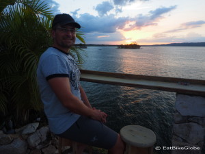 Watching the sunset from the Sky Bar, Flores, Guatemala