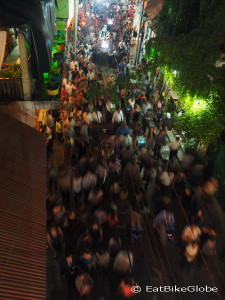 Aerial view of the Semana Santa (Easter) procession in Flores, Guatemala