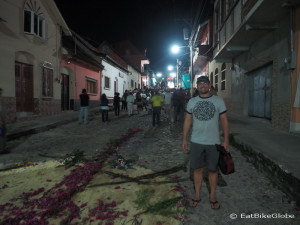 The aftermath of the Semana Santa (Easter) procession in Flores, Guatemala