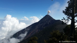 Spectacular Volcano de Fuego, viewed from  Volcano Acatenango, Guatemala