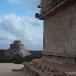 View of the Adivino from the Governor's Palace,  Uxmal, Yucatan, Mexico