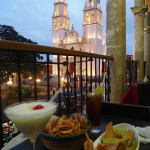 Enjoying cocktails and nachos with a view! Campeche, Mexico