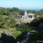 The Palace and Tower viewed from the Temple of the Cross, Palenque, Chiapas, Mexico
