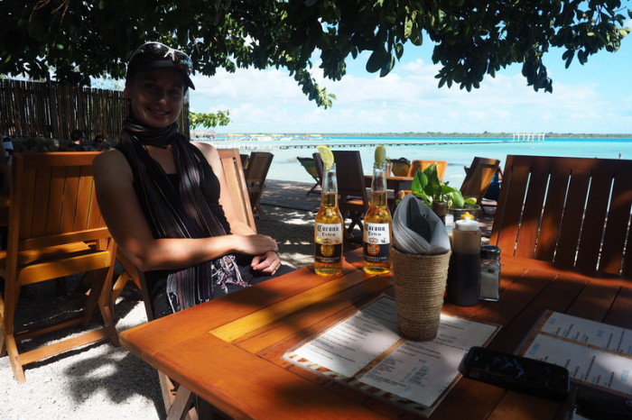 Mexican Road Trip - Enjoying some beers with a view, Laguna Bacalar, Quintana Roo, Mexico 