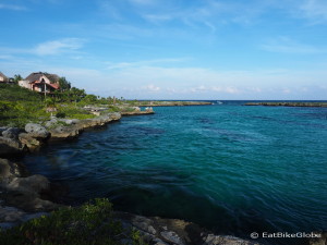 Tranquil little bay, which forms part of the ruined hotel complex. Quintana Roo, Mexico.