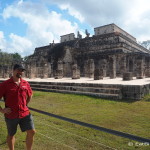 David and Templo de los Guerreros (Temple of the Warriors), Chichen Itza, Yucatan, Mexico