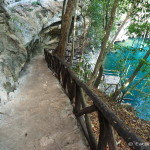 Steps leading down to the  Yokdzonot Cenote, Yokdzonot, Yucatan, Mexico