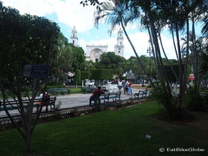 The beautiful main town square, the "Plaza Grande", Merida, Yucatan, Mexico