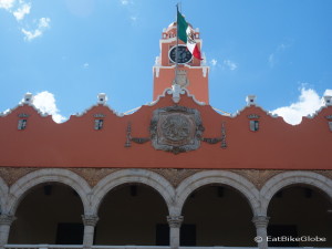 The Ayuntamiento, the old City Hall, with its distinctive clock tower, Merida, Yucatan, Mexico