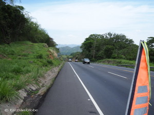 On the highway to Alajuela, Costa Rica - thankfully we had a huge shoulder!
