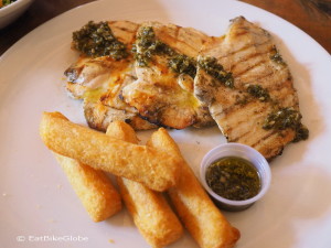 Yum - grilled chicken breast with fried cassava roots, Beta Town Bar & Grill, Salento
