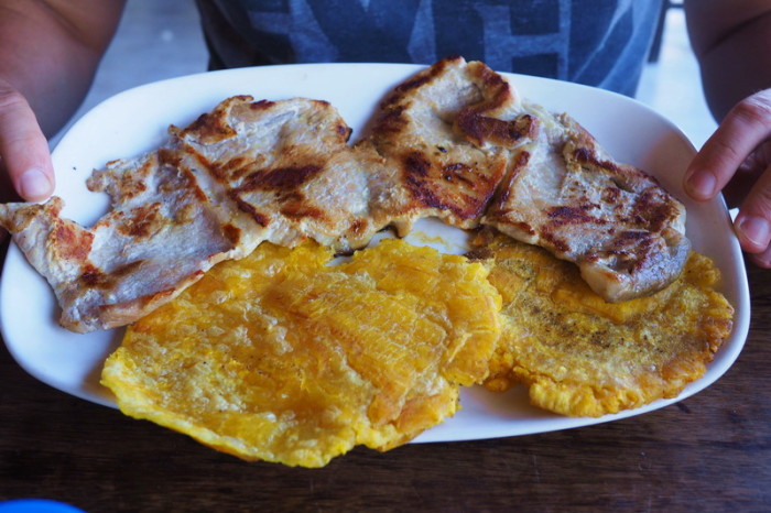 Colombia - A well deserved lunch - pork and platano fritters 