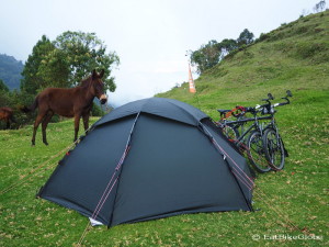 Camping on our first night out of Medellin, Alto de Minas pass