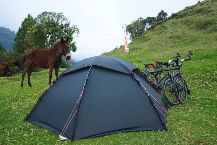 Colombia - Camping on our first night out of Medellin, Alto de Minas pass