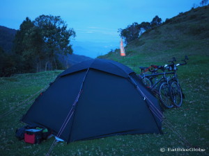 Our campsite at dusk, Alto de Minas pass