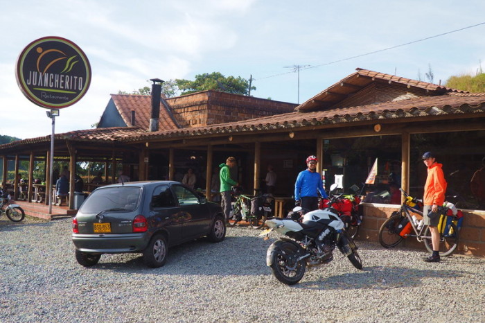 Colombia - We camped behind this excellent restaurant and were given a FREE breakfast in the morning!! Alto de Minas pass
