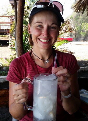 El Salvador - Enjoying an ice cold coconut water!
