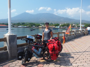 Jo at the harbour at La Union, El Salvador