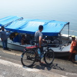 David loading our bikes onto the boat to Nicaragua, La Union, El Salvador