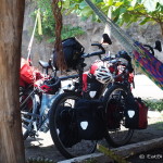 Our bikes outside the restaurant on our way to El Tunco, El Salvador