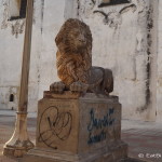 Lion statue, outside the Cathedral of Leon, Leon, Nicaragua