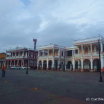 Stately colonial buildings lining the Parque Central, Granada, Nicaragua
