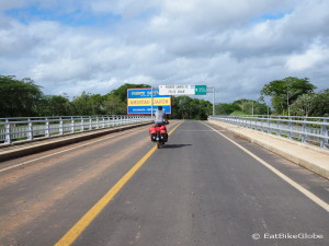 David cycling across the Santa Fe Bridge, Nicaragua
