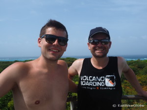 Simon and David on top of the lighthouse, Little Corn Island, Nicaragua