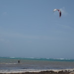 Simon kite surfing, Little Corn Island, Nicaragua
