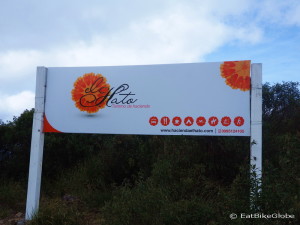 The sign outside of Hacienda El Hato - it was a very welcome sight the night before!