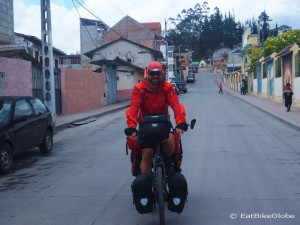 David cycling the back streets of Saraguro