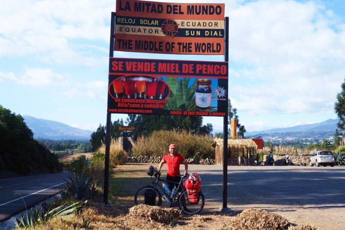 Ecuador - David at the Quisato Equator Sundial at Quisato