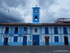 Lovely blue building in the town square, Celedin